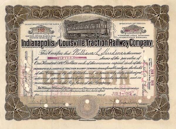 Indianapolis and Louisville Traction Railway - Railroad Stocks