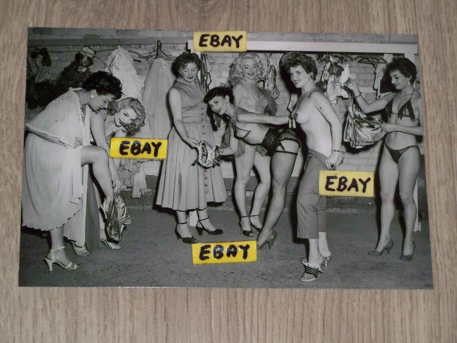 4X6 Vintage Artistic Lingerie Burlesque Photo Patti Waggin Backstage Before Show