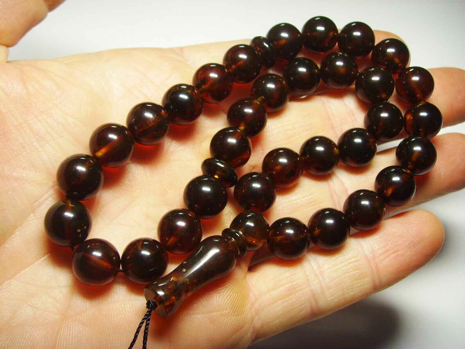 Islamic 33 Prayer beads Natura lBaltic Amber Tasbih pressed amber