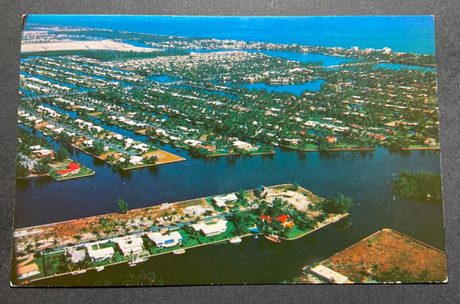 Ft Lauderdale Florida FL Postcard Airview of the Many Islands And Waterways