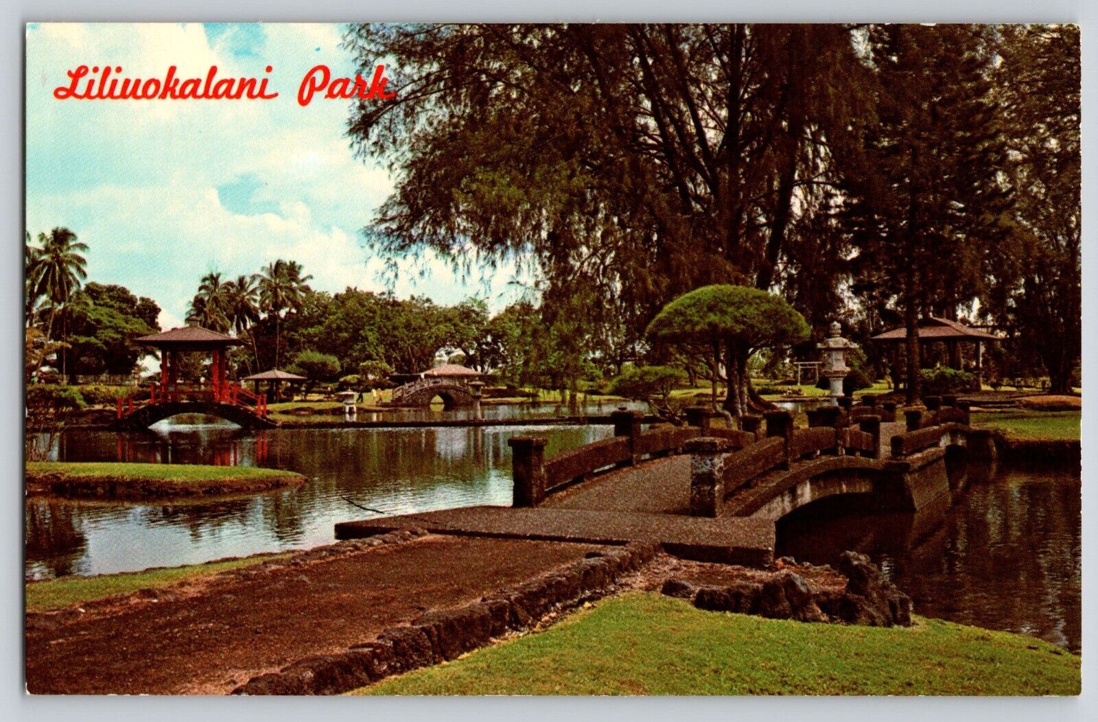Postcard Liliuokalani Park Japanese Garden Hilo Hawaii HI 82041-C Bridge Water