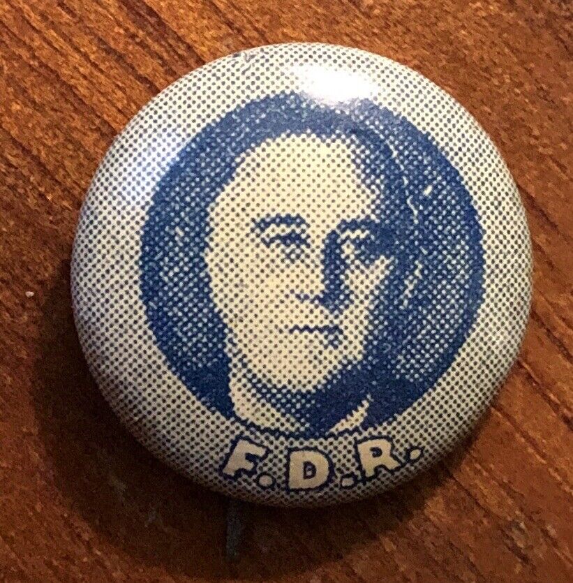1932 Pinback Button, Franklin D. Roosevelt Presidential Campaign, Dark Blue