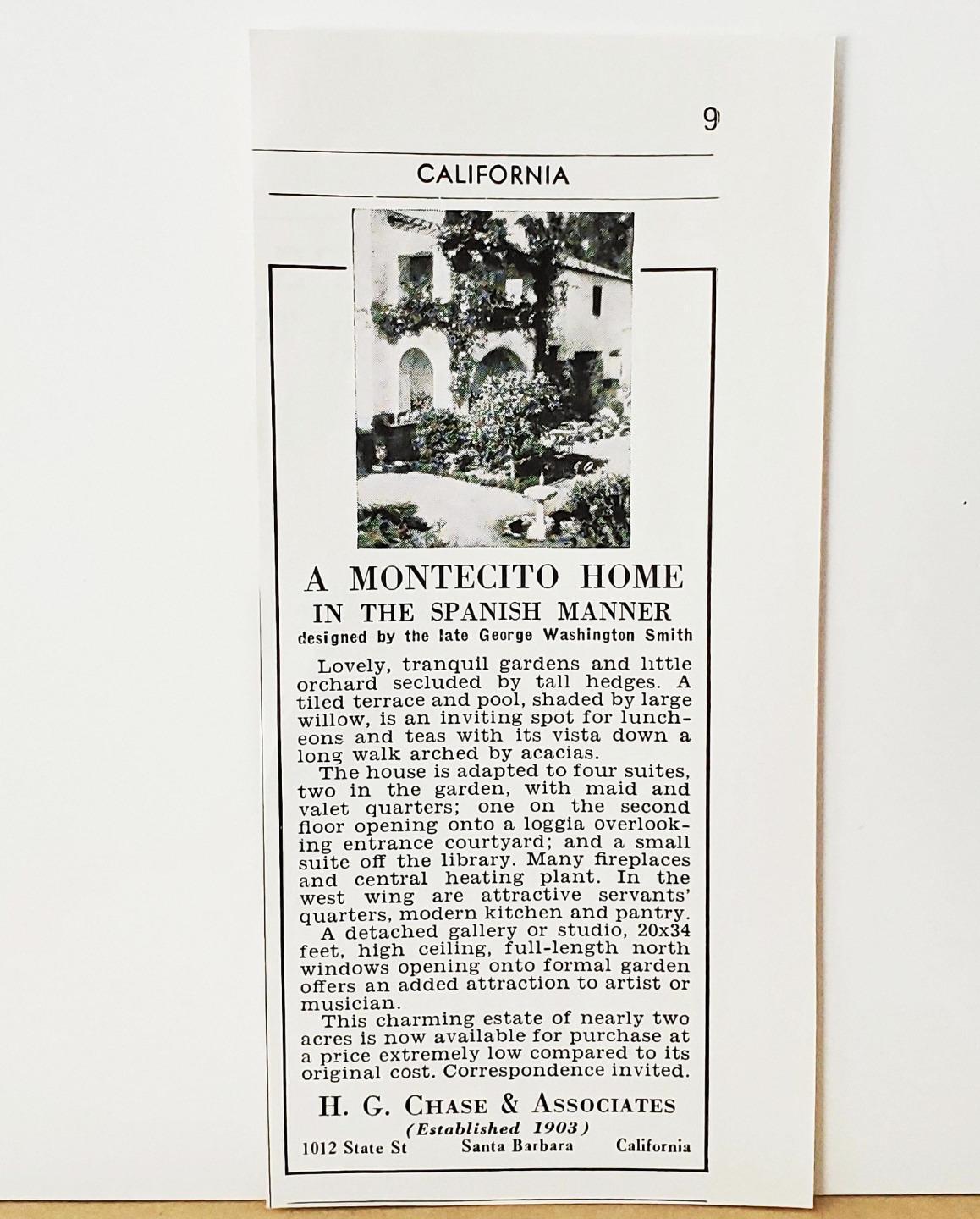 1937 Montecito CA Spanish Style Home George Washington Smith Photo Print AD