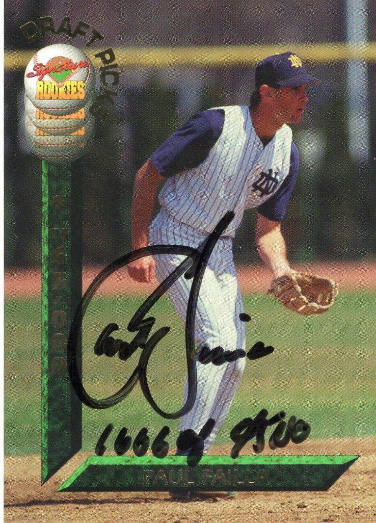 PAUL FAILLA 1994 AUTOGRAPHED Signature Rookies #59 Baseball Card #1666 of 9500