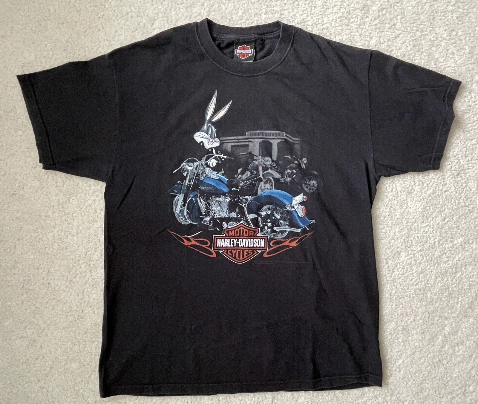 VTG 2006 Harley-Davidson Looney Tunes Bugs Bunny Taz Sam T-Shirt Stratman Large