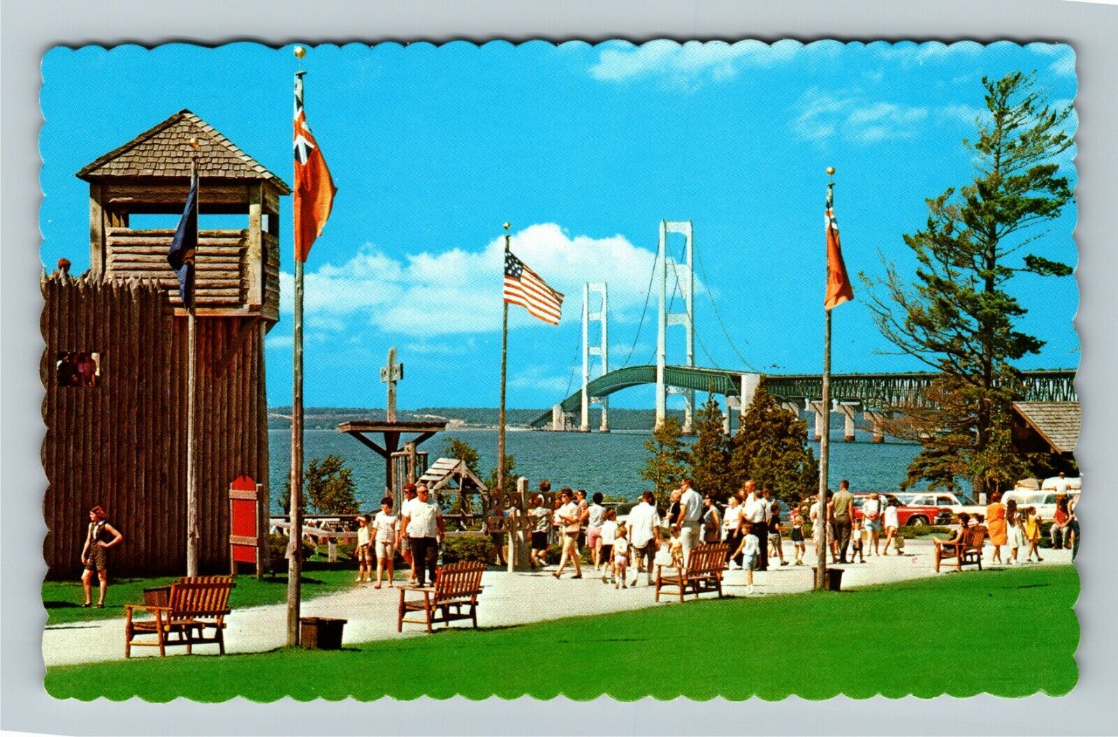 Mackinaw City MI-Michigan, The Mackinac Bridge, Vintage Postcard