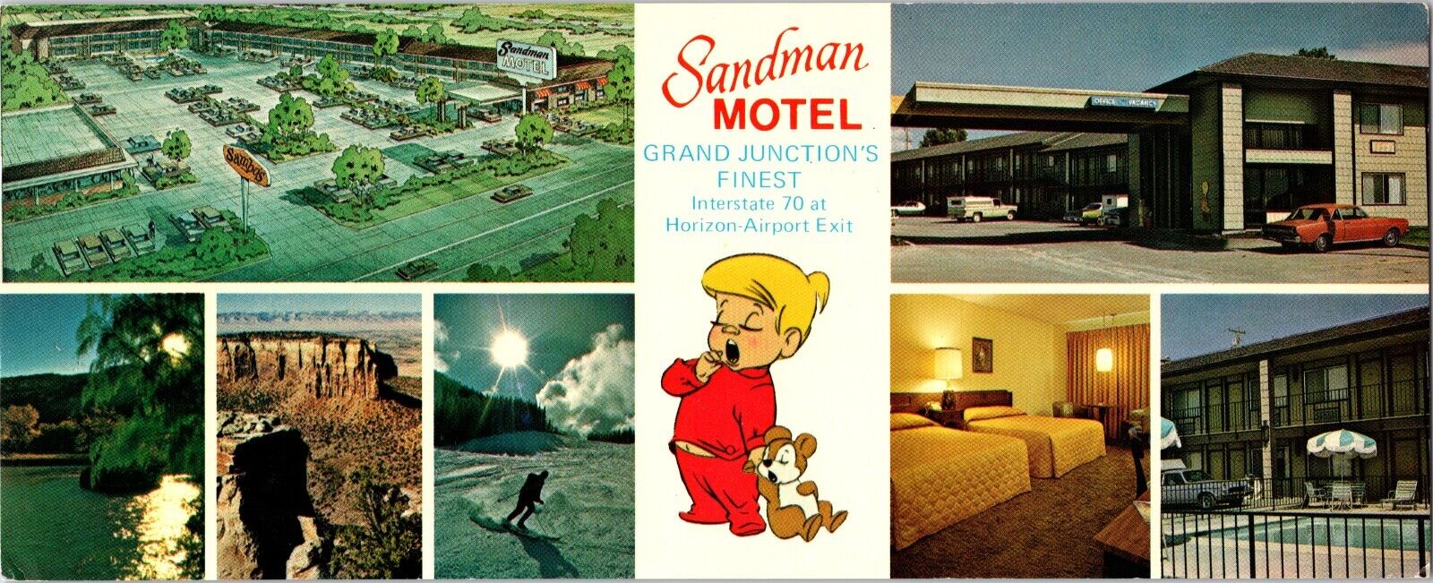 Vintage Sandman Motel Grand Junction CO Multi View Panorama Long Postcard