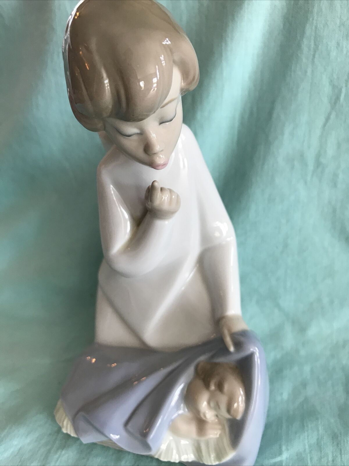 Vtg Lladro Angel Figurine And Sleeping Baby #4635 7\