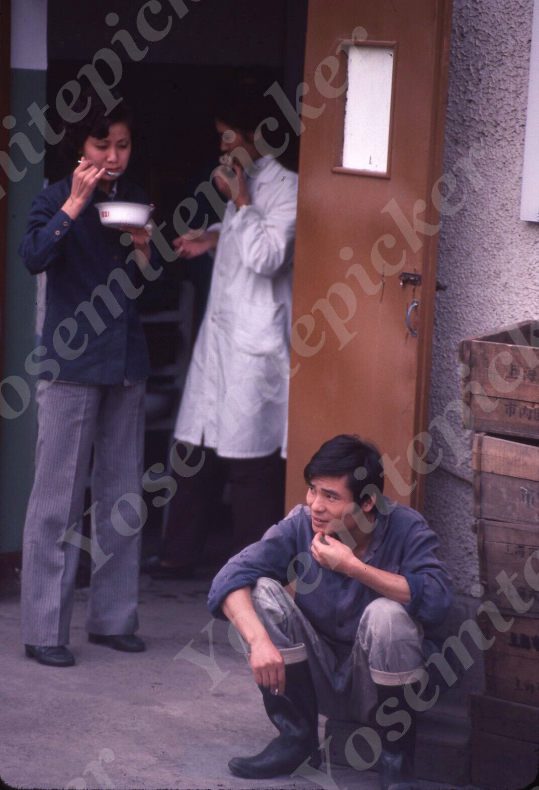 Sl68 Original slide 1980\'s  China  lady having bowl soup restaurant 425a