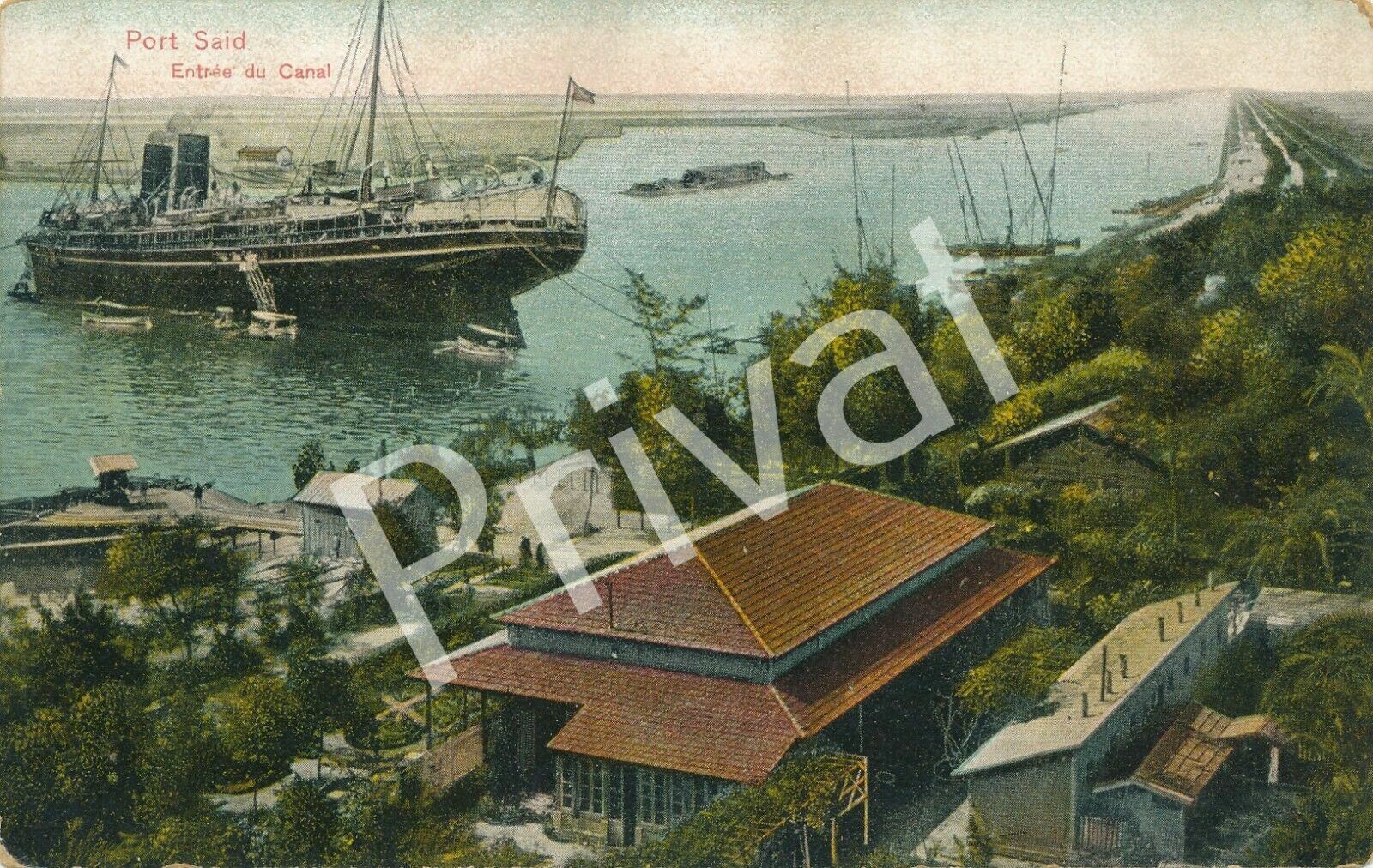 Photo Pk S. M. S. Geier Imperial Navy Port Said Suez Channel 1913/14 Weltreise