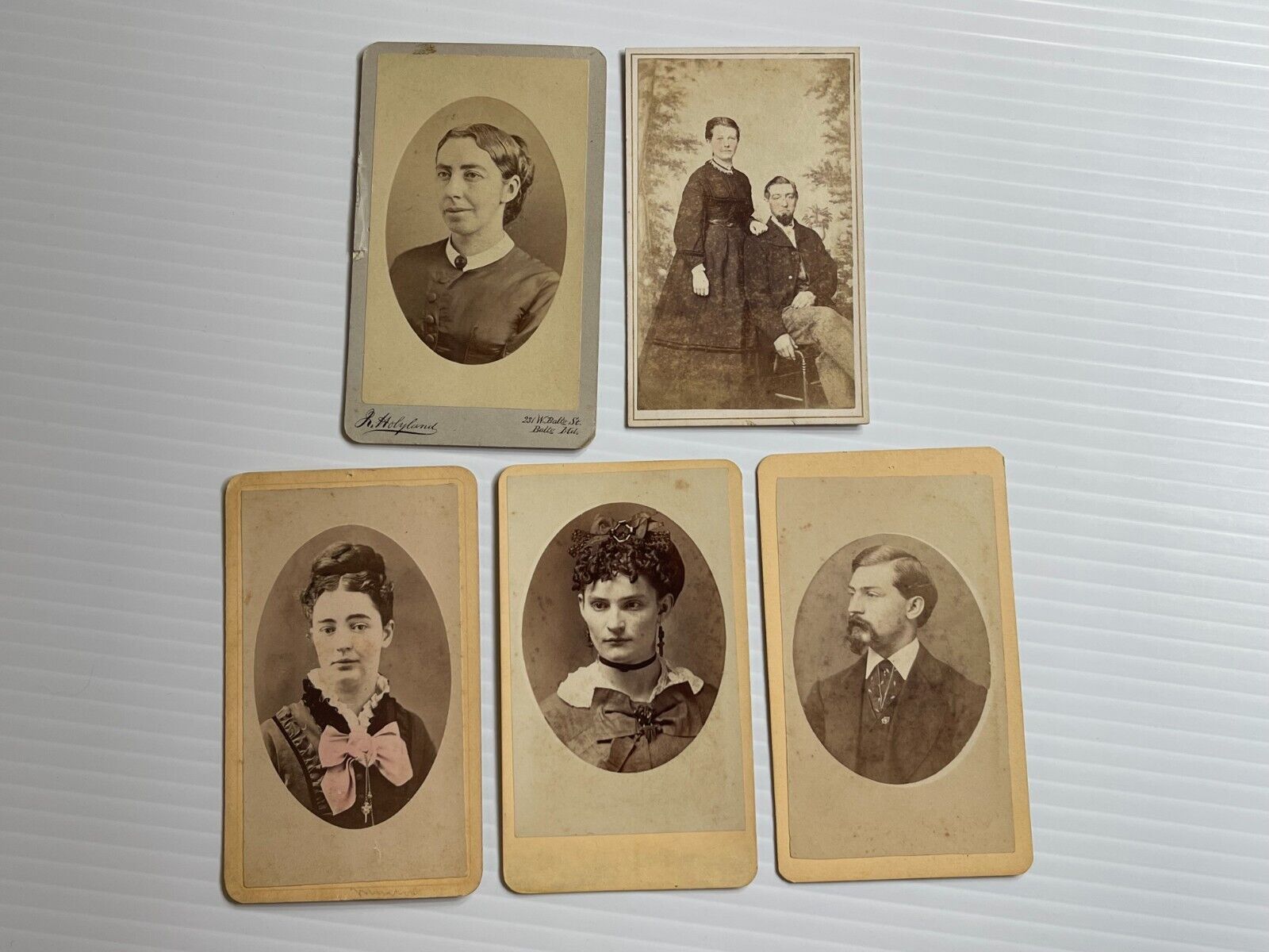 Antique Photographs Mini Cabinet Card Lot of 5 Photos - Late 1800s Photos