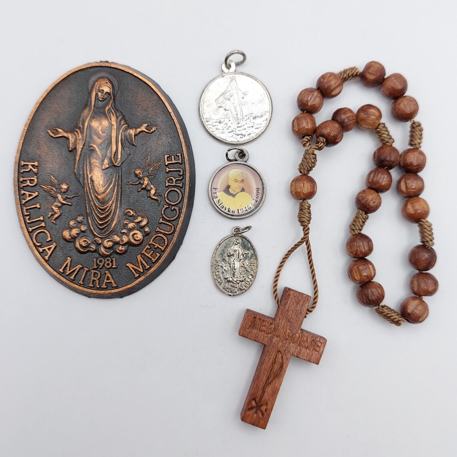 Vintage Medjugorje Lot / Medals, Rosary, Plaque - Our Lady, Fr Slavko- Chaplet