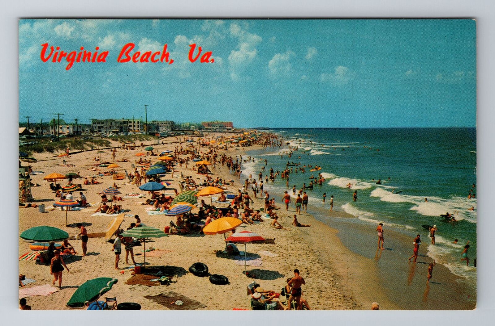 Virginia Beach VA-Virginia, Relaxing On Beach, Vintage Postcard