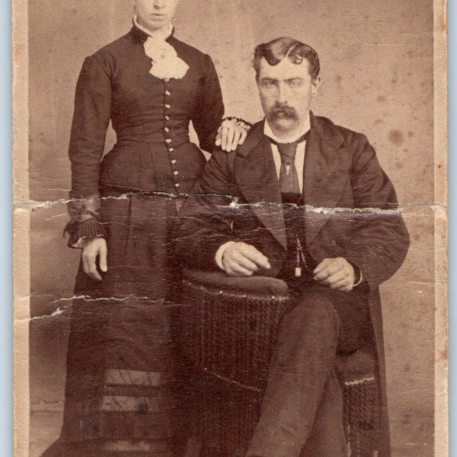 ID'd c1870s Lafargeville, NY Married Couple CdV Photo Card Geo Lamson, Spies H12