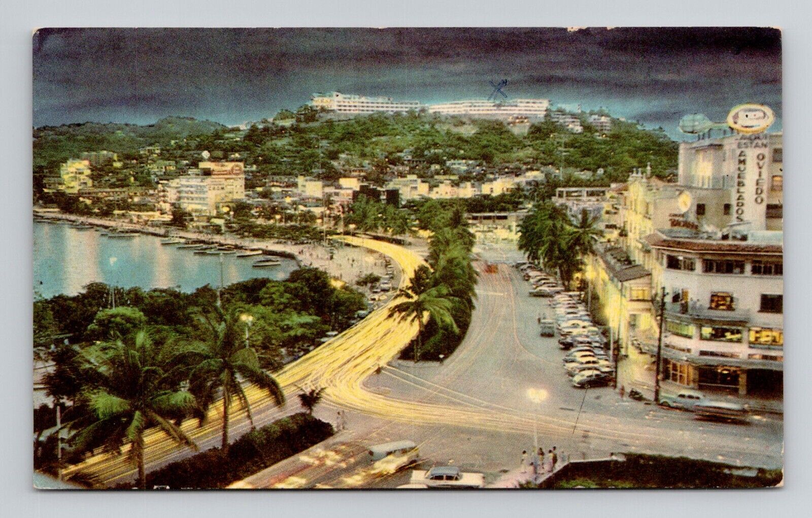 Postcard Acapulco Mexico at Night, Vintage Chrome N19