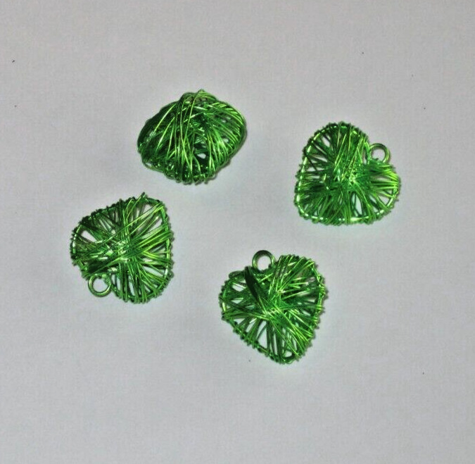 Heart Christmas Mini Ornament Lime Green Metal 3D 1