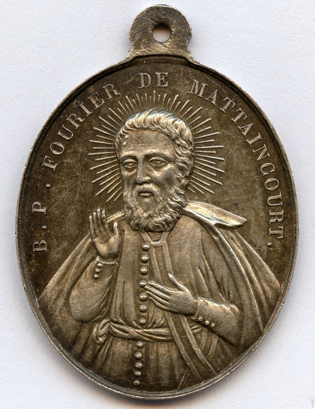 France Religious Fourier de Mattaincourt Consacree 1853 Silver Medal 41x30mm 11g