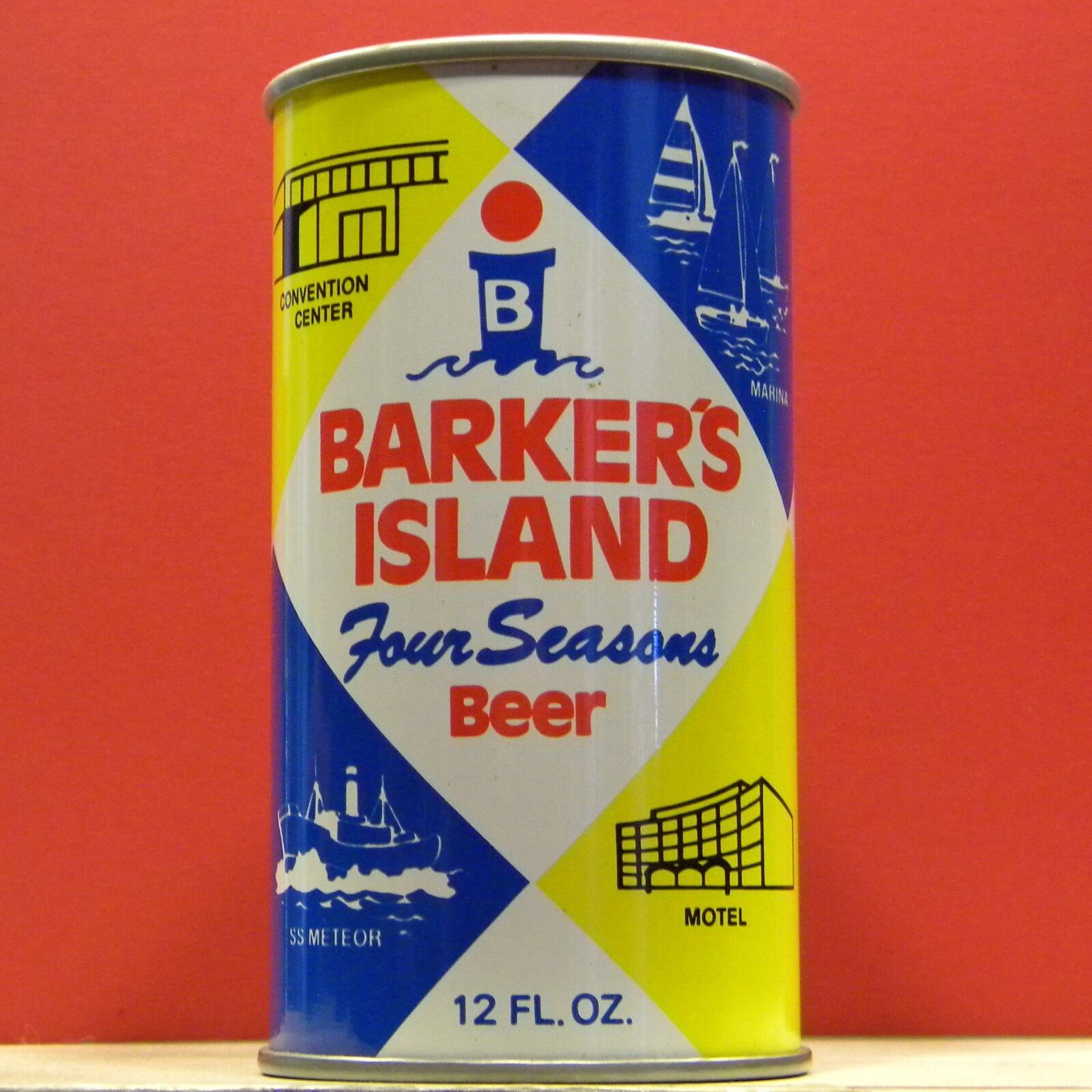 Barker\'s Island Four Seasons Beer S/T Can Walter Eau Claire Wisconsin 19F H/G BO