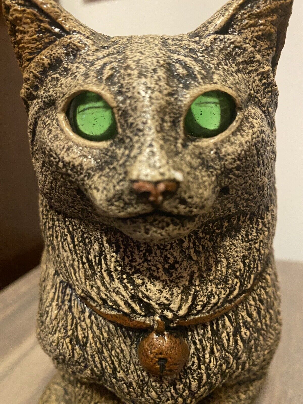 Vintage Windstone Editions Sitting Cat Candle Holder Green Eyes  8”