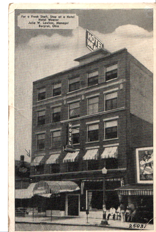 Vintage David Lionel Press Real Photo Postcard Hotel Weaver Bucyrus Ohio 1945 A9
