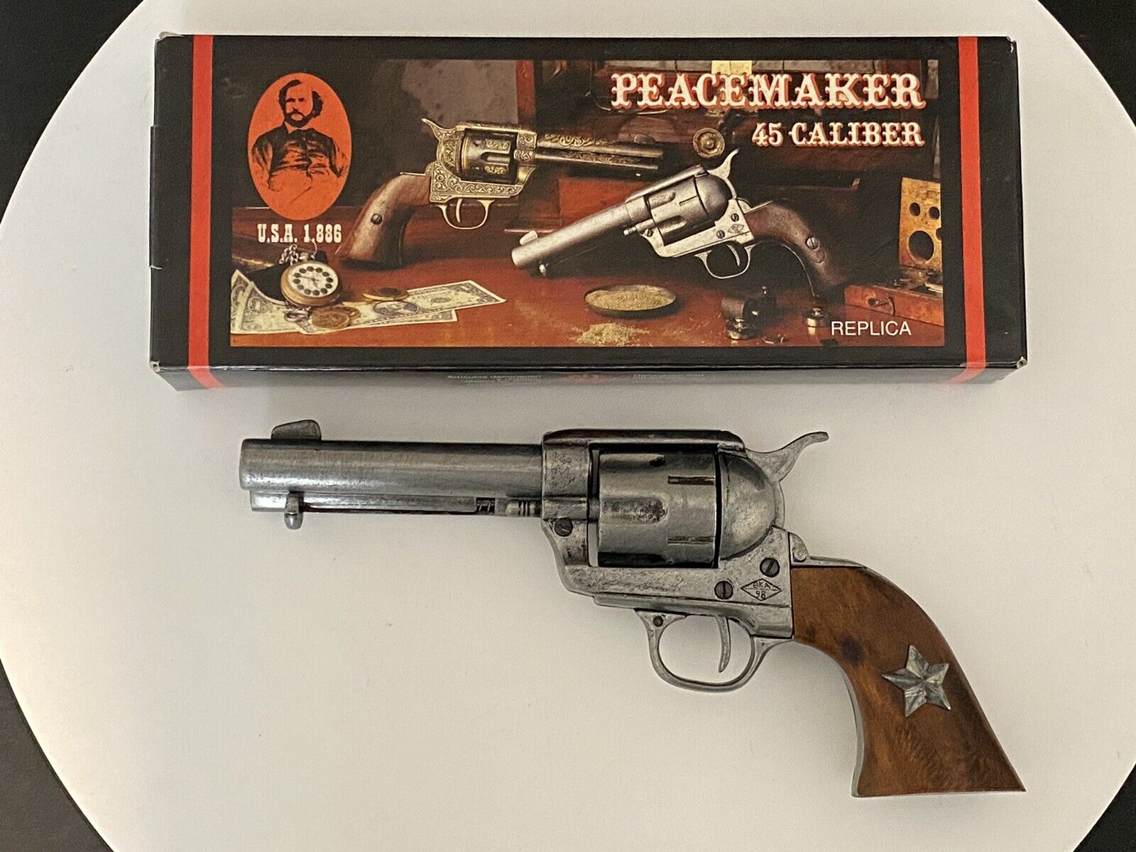 M1873 Colt .45 Peacemaker Revolver 1873 Texas Rangers Lone Star - Denix Replica