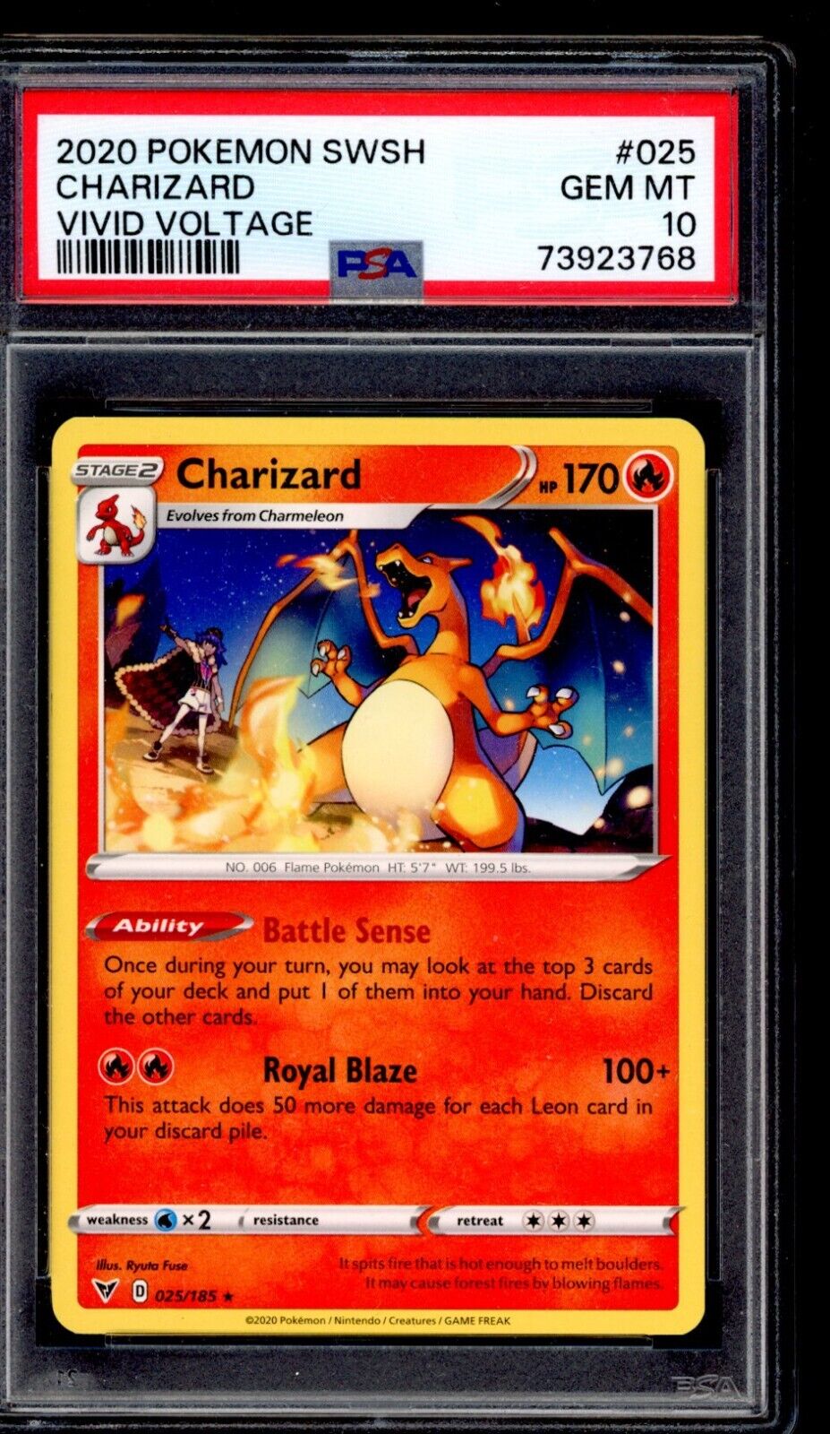 PSA 10 Charizard 2020 Pokemon Card 025/185 Vivid Voltage