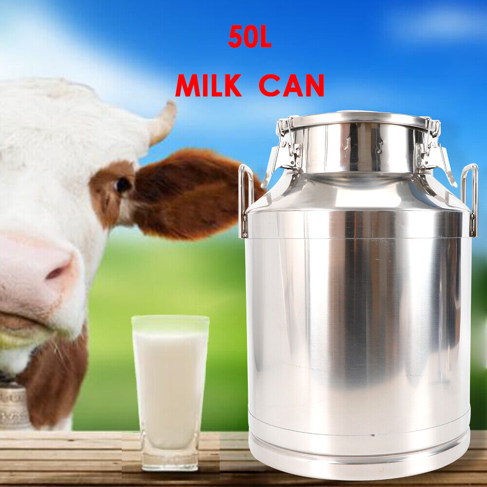13.25Gallon Stainless Steel Can 50L Milk Bucket Mil Can Tote Jug Barrel Canister