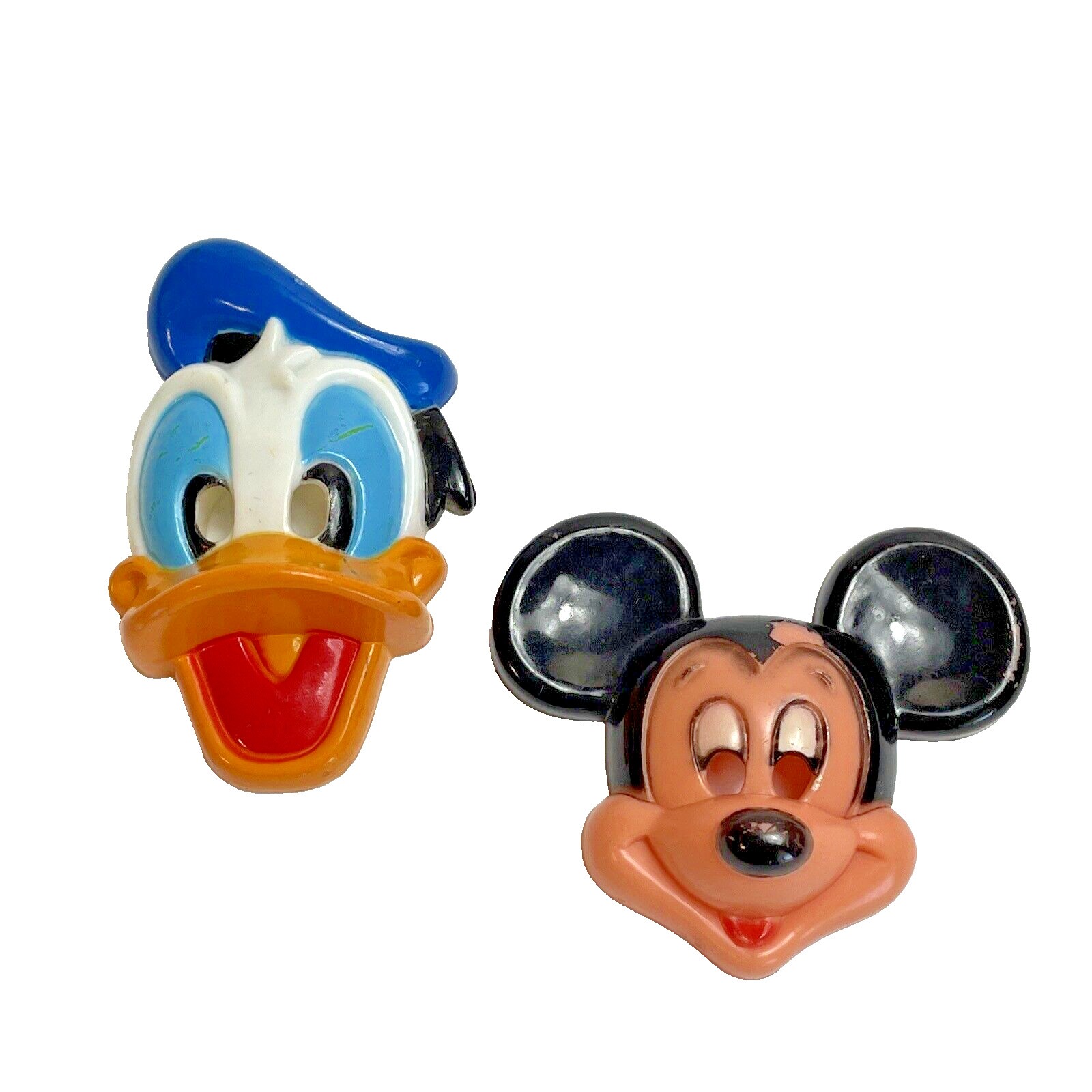 Walt Disney Mattel Mickey and Donald Flashlight Covers Plastic Faces Vintage