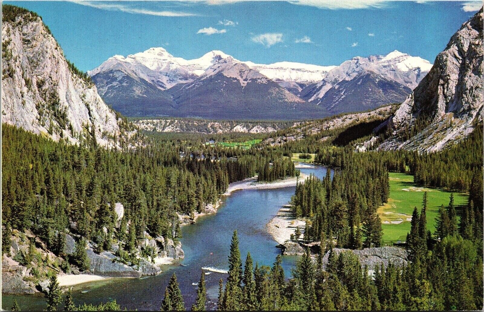 Bow Valley River Canadian Rockies Mountain Range Postcard UNP VTG Unused Vintage