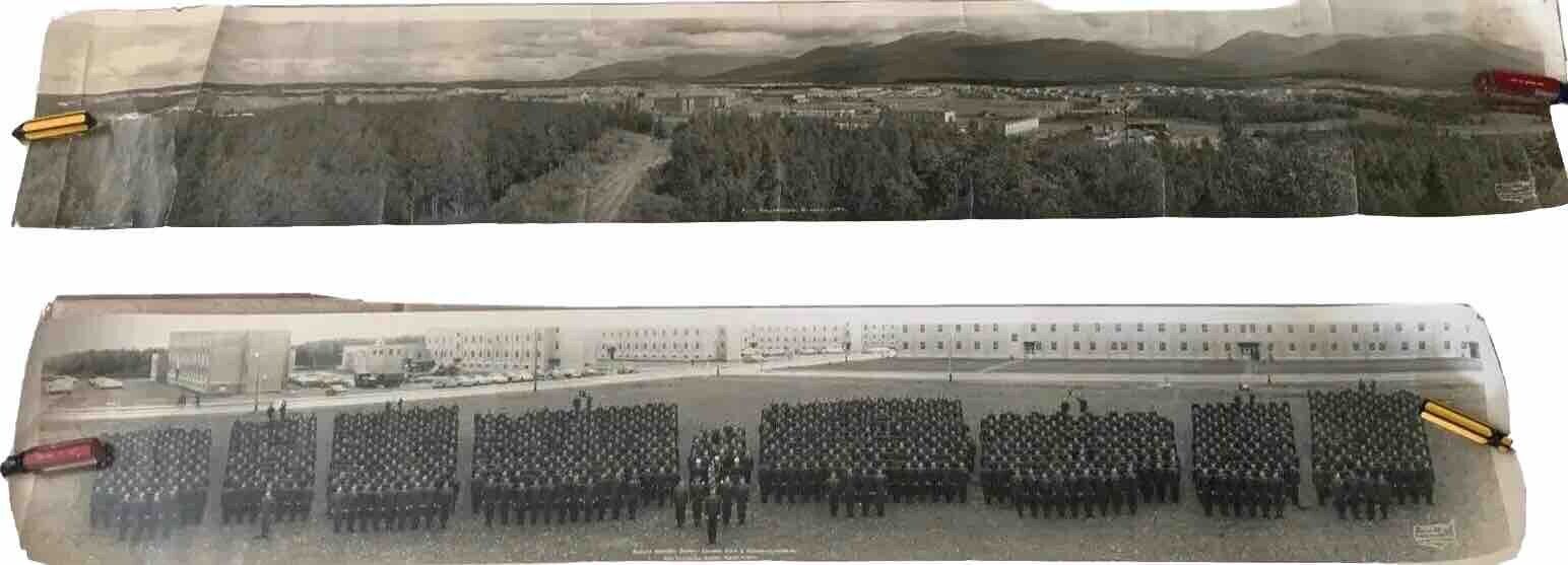 2 RARE Fort Richardson Alaska 1954 panoramic photo General Troops 6\'x 10\