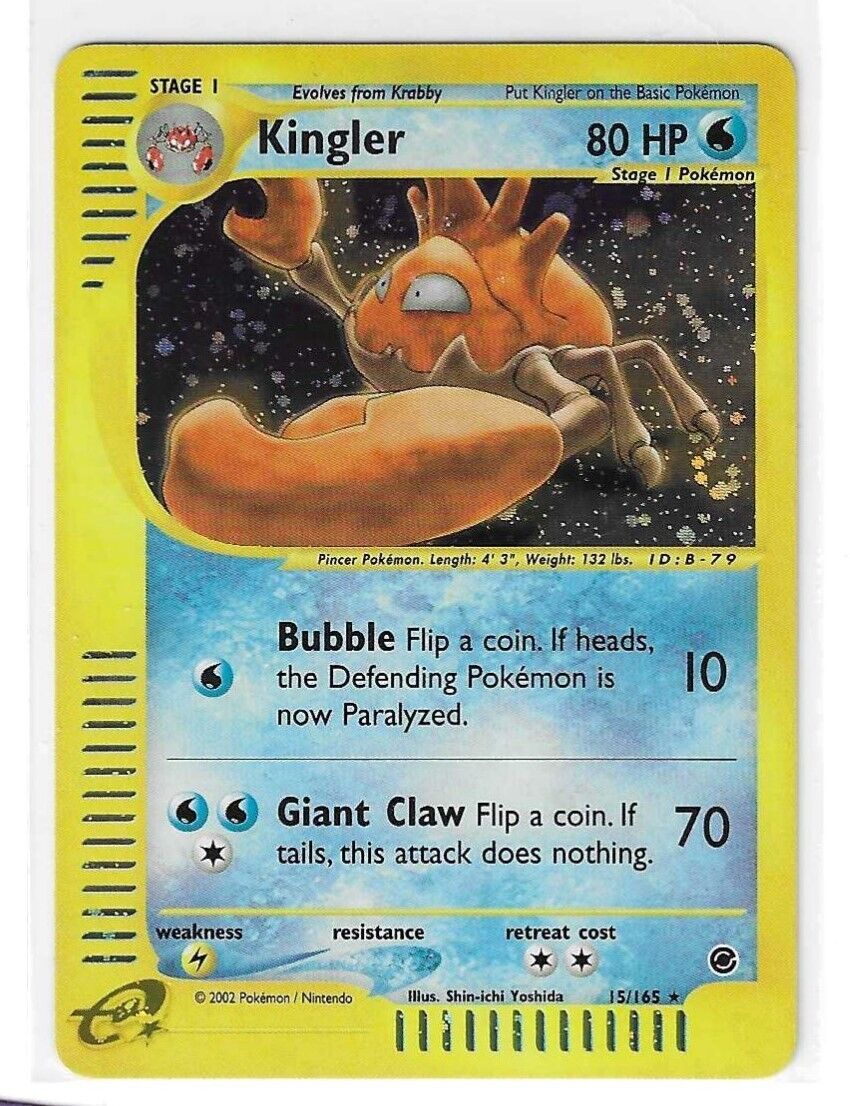 2002 Pokemon KINGLER Expedition Base Set HOLO RARE Card 15/165 WotC eReader MINT