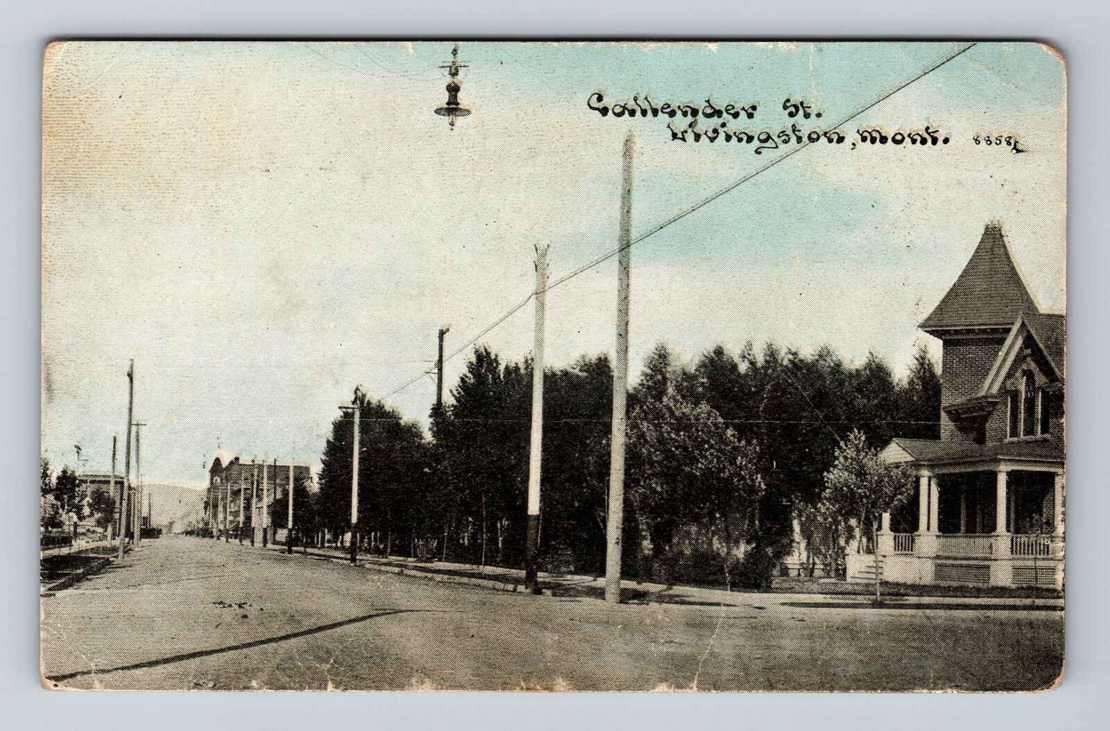 Livingston MT-Montana, Scenic View Of Callender St, Vintage c1913 Postcard