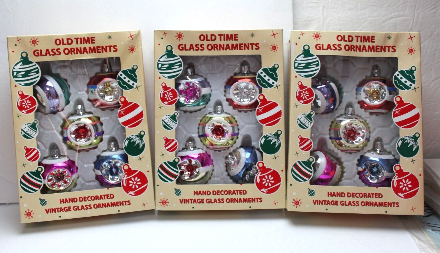NEW SEALED Old Time Vintage Glass Round Ornaments Romania Old World Craftsmen