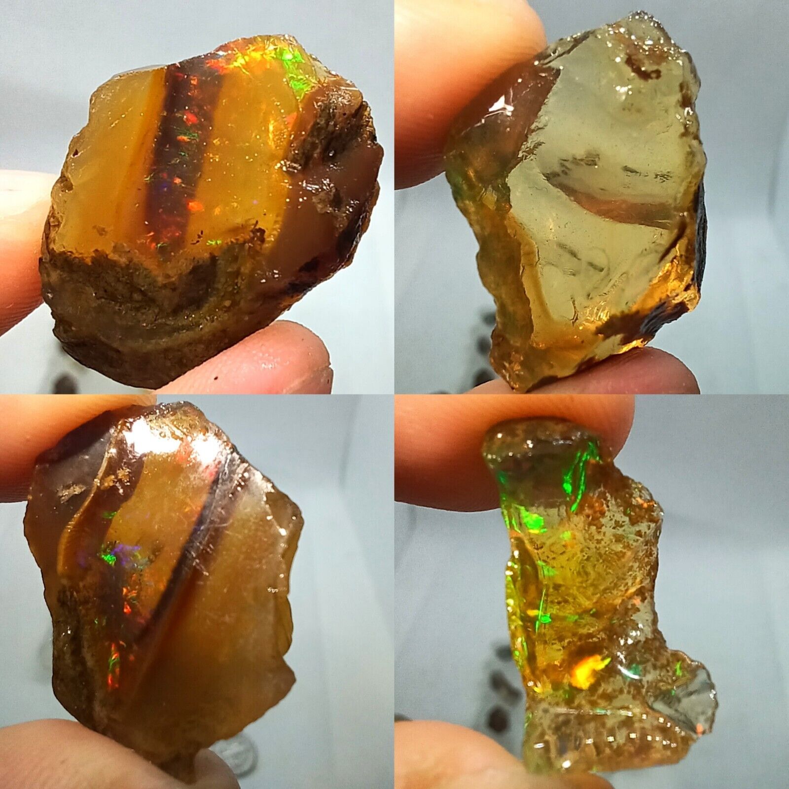 Opal specimen lot 9 pieces fire opal with rainbows small opal crystal Ethiopian 