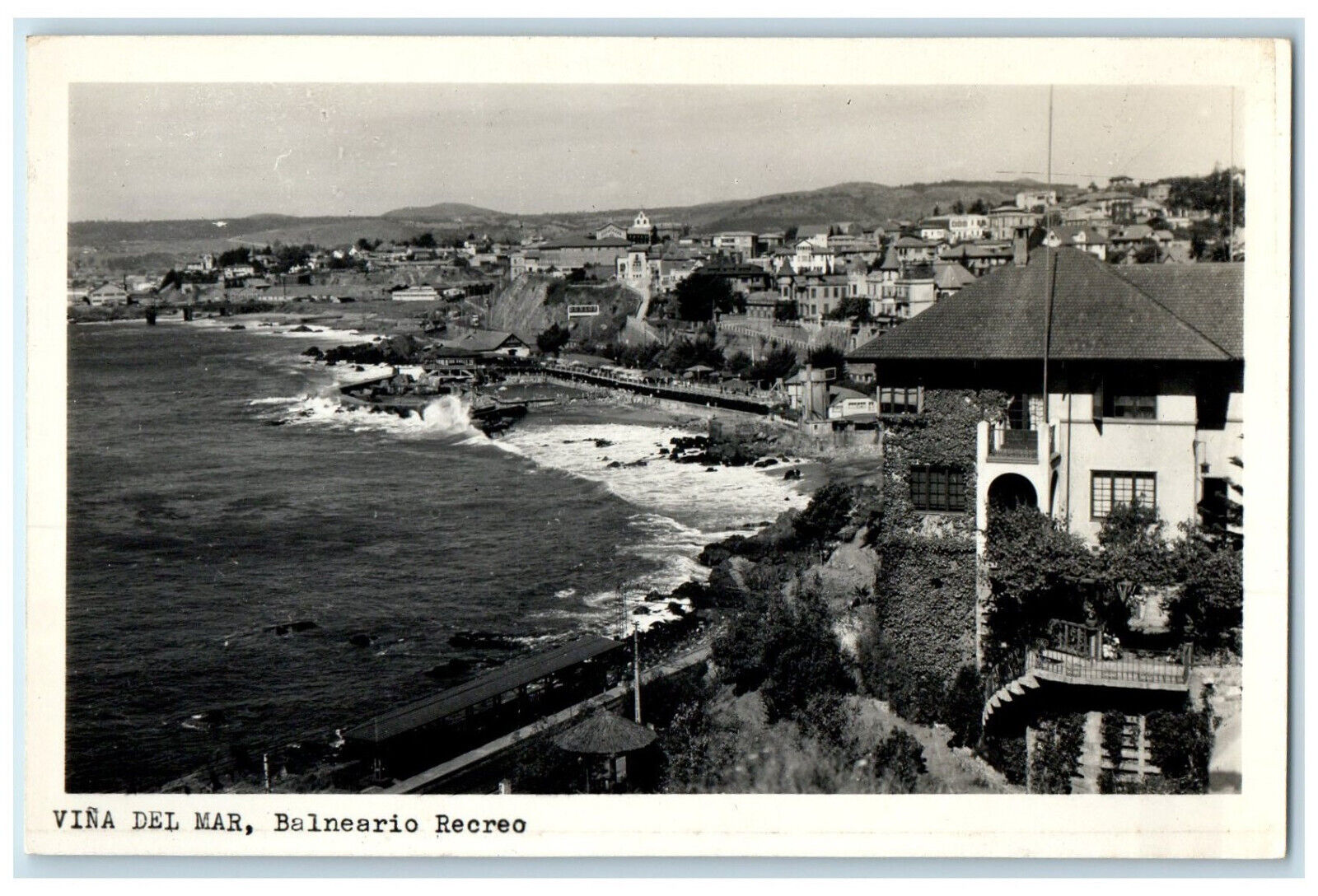 c1940\'s Vina Del Mar Balneario Recreo (Chile) RPPC Photo Unposted Postcard