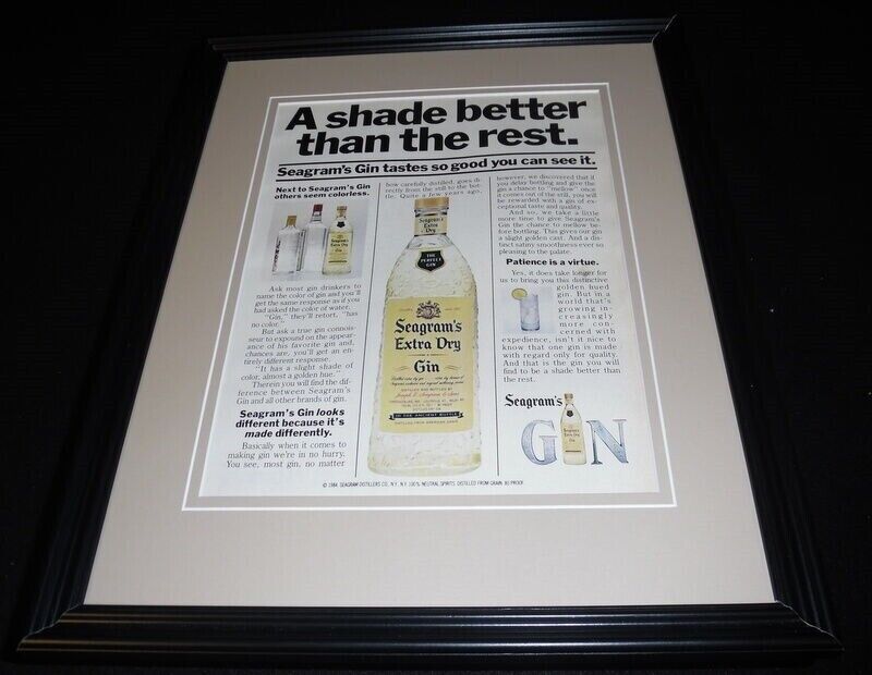 1985 Seagram\'s Extra Dry Gin 11x14 Framed ORIGINAL Vintage Advertisement B