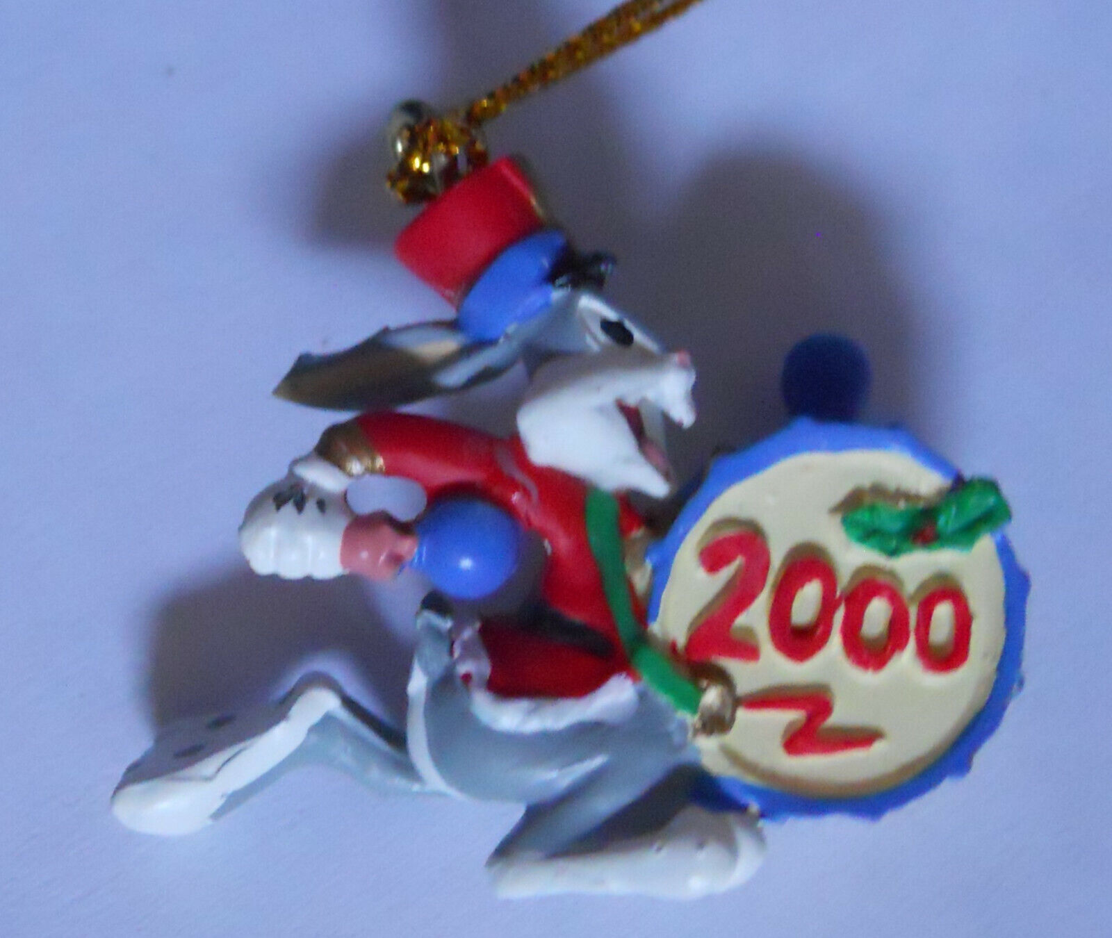 Looney Tunes Mini BUGS BUNNY Christmas Ornament Y2K Warner Bros Rabbit WB 2000