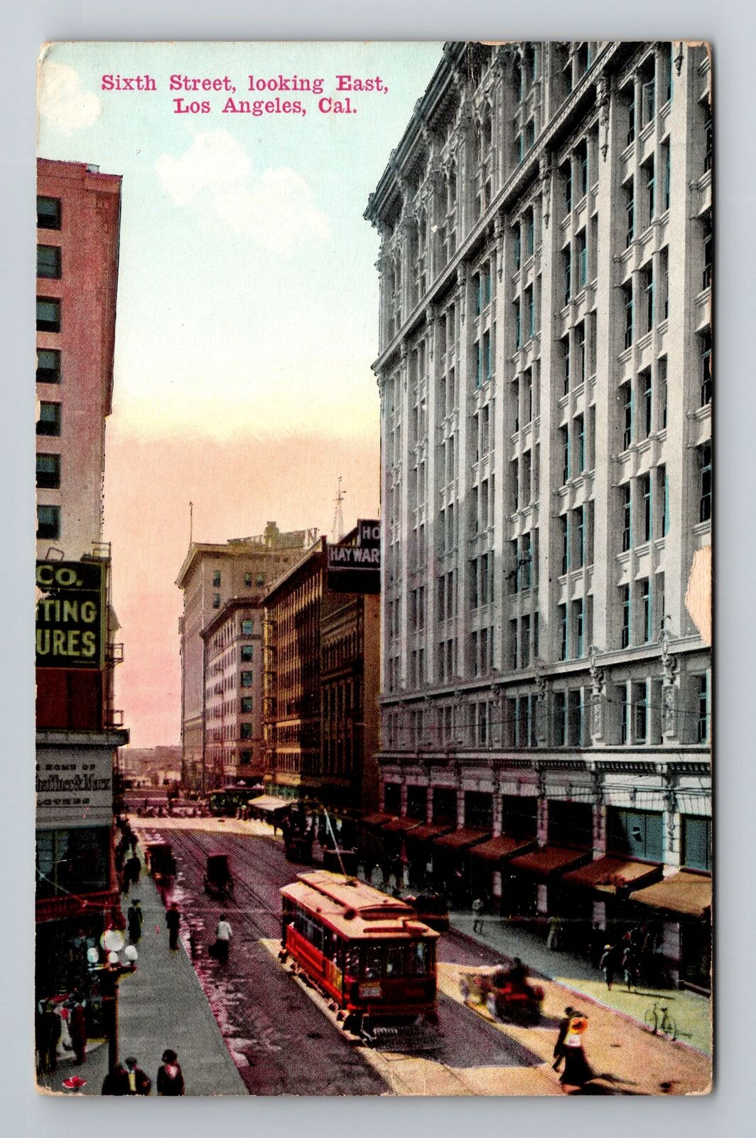 Los Angeles CA-California, Sixth Street Looking East, Vintage c1915 Postcard