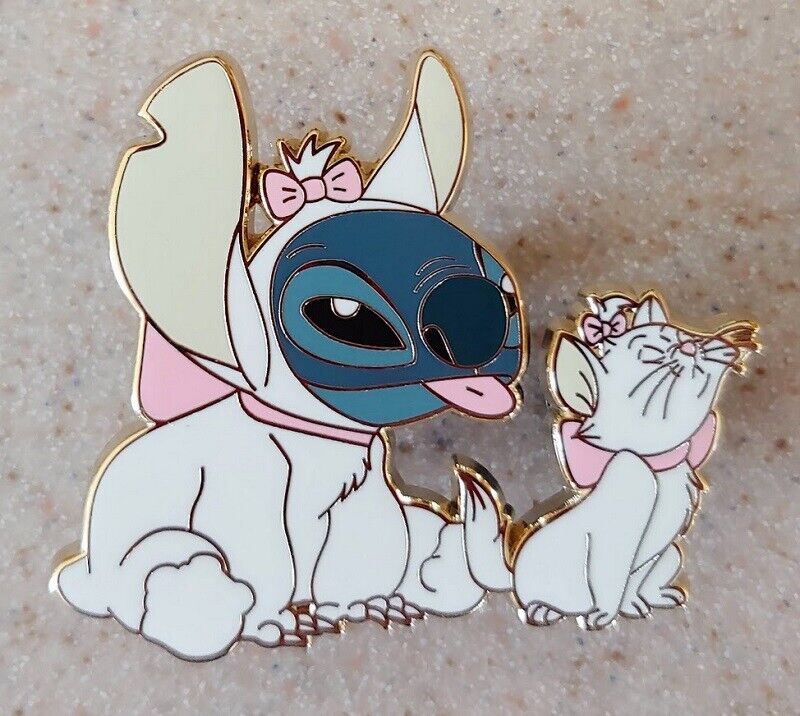 Fantasy Pin - Disney Cats - Stitch & Marie Kitten sticking tongue out ignoring