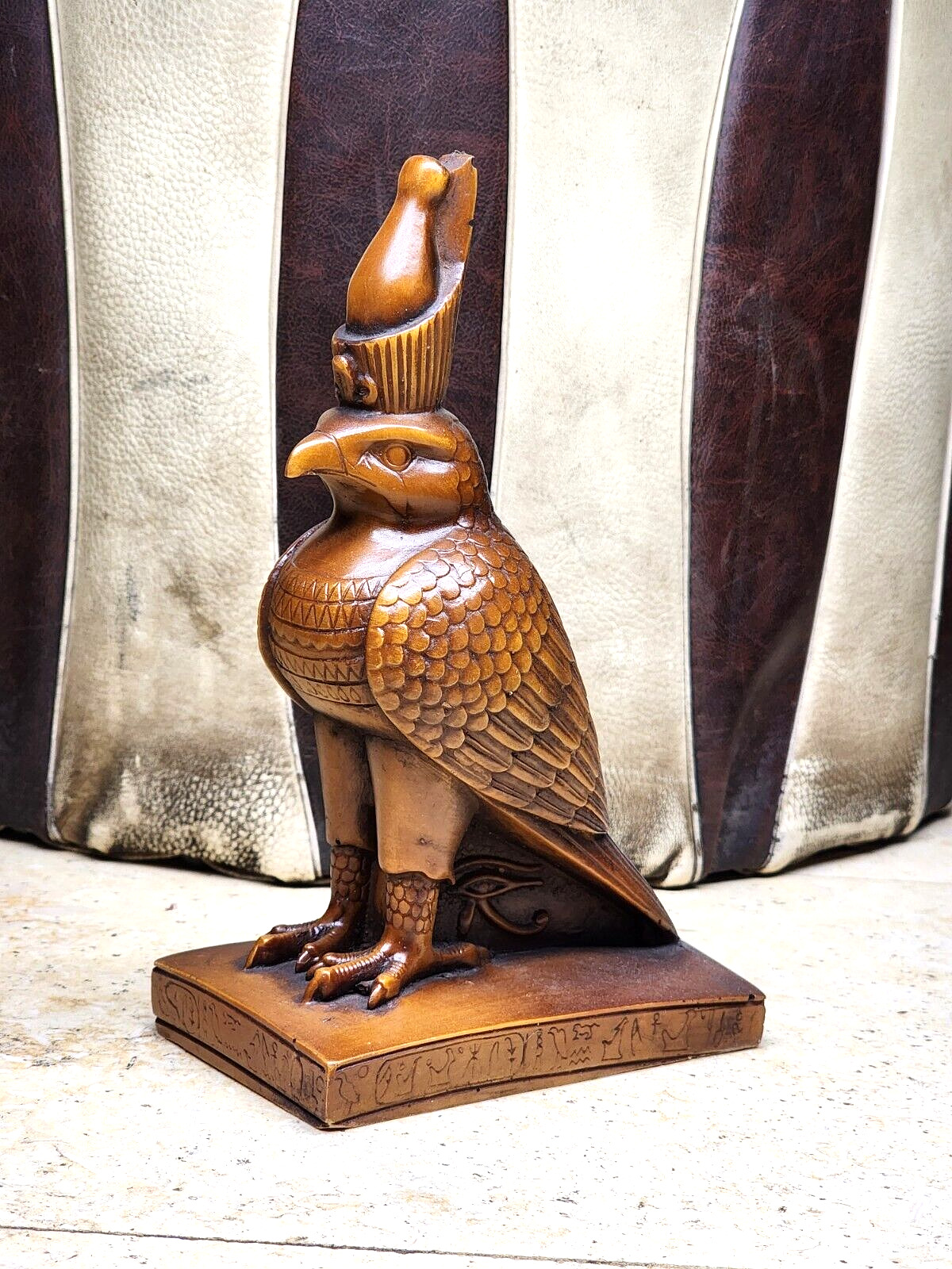 Unique Horus Egyptian Antique Falcon Goddess Statue Brown Stone Bazareg