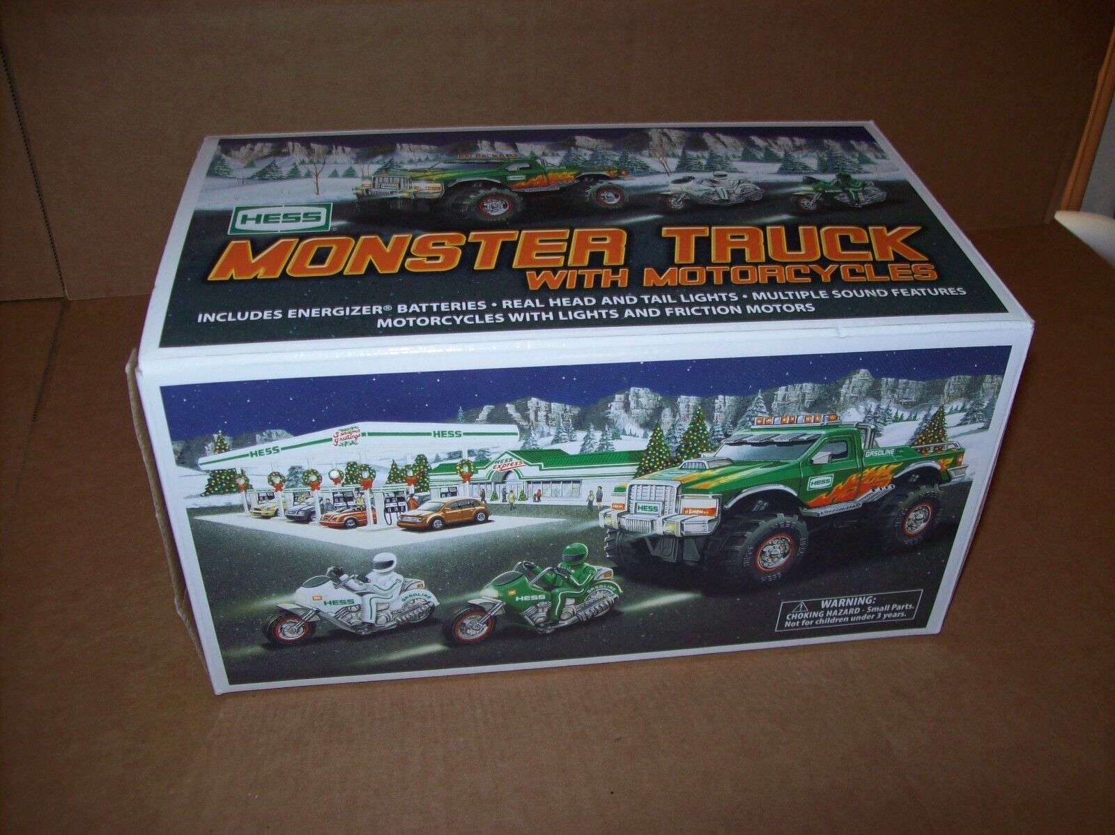 Vintage 2007 Hess Toy Monster Truck with Motorcycles NEW open box