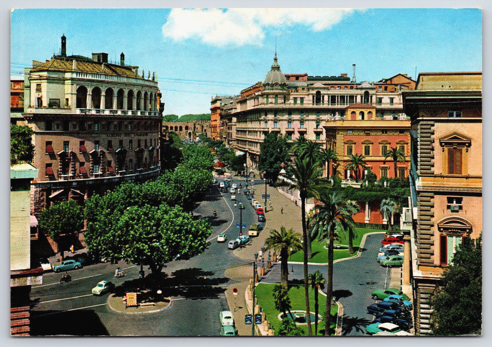 Rome, Italy, Vittorio Veneta Street City Landscape, Vintage Antique Postcard