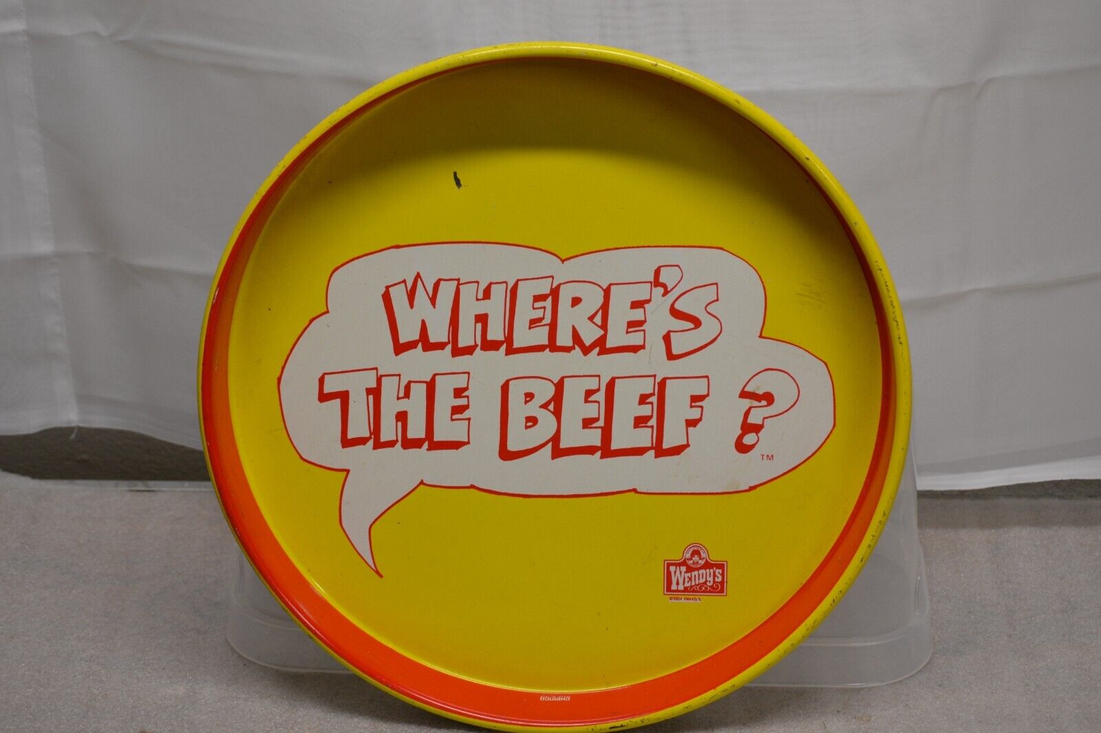 VINTAGE 1984 WENDY\'S WHERE\'S THE BEEF METAL SERVING TRAY 14\