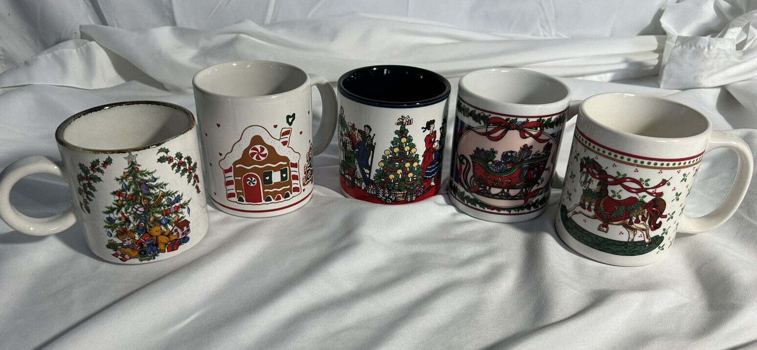 Christmas Coffee Mugs - Lot Of 5