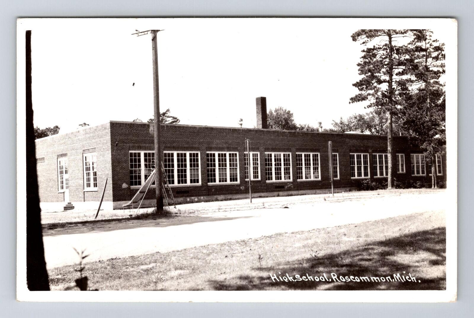 Roscommon MI-Michigan, RPPC High School, Real Photo Vintage Postcard