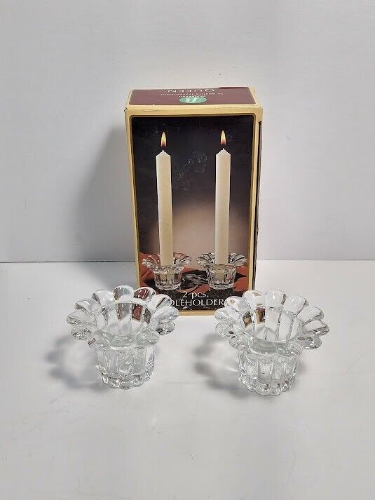 Vintage Borgonovo Queen Crystal Candleholder Set