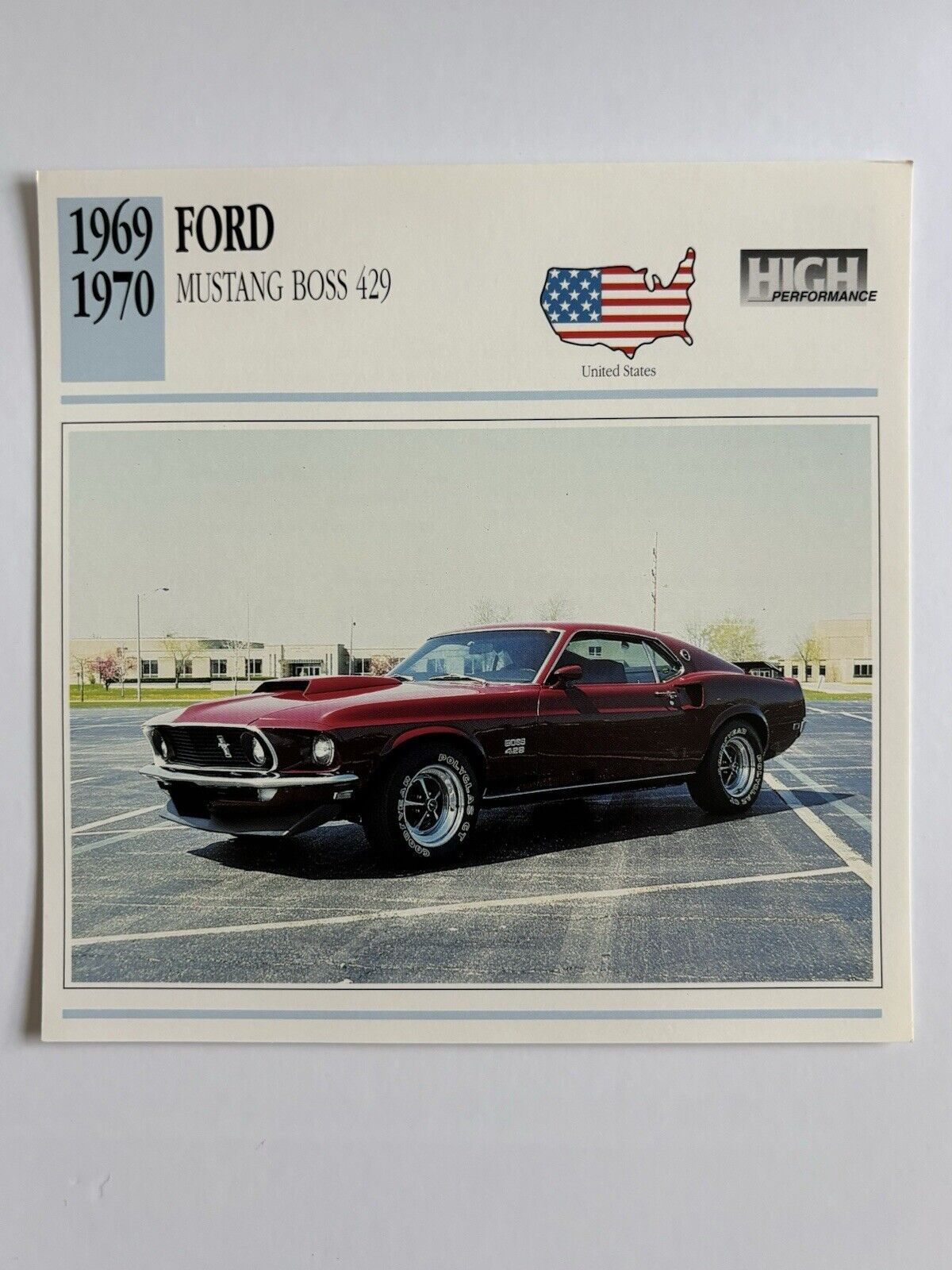 Classic Car Collector Club Card 1969-1970 Ford Mustang Boss 429