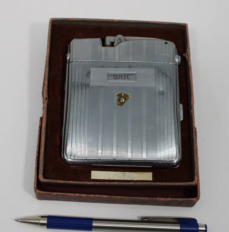 Ronson Mastercase - Lighter & Cigarette Case USN Badge - 1930\'s and it works