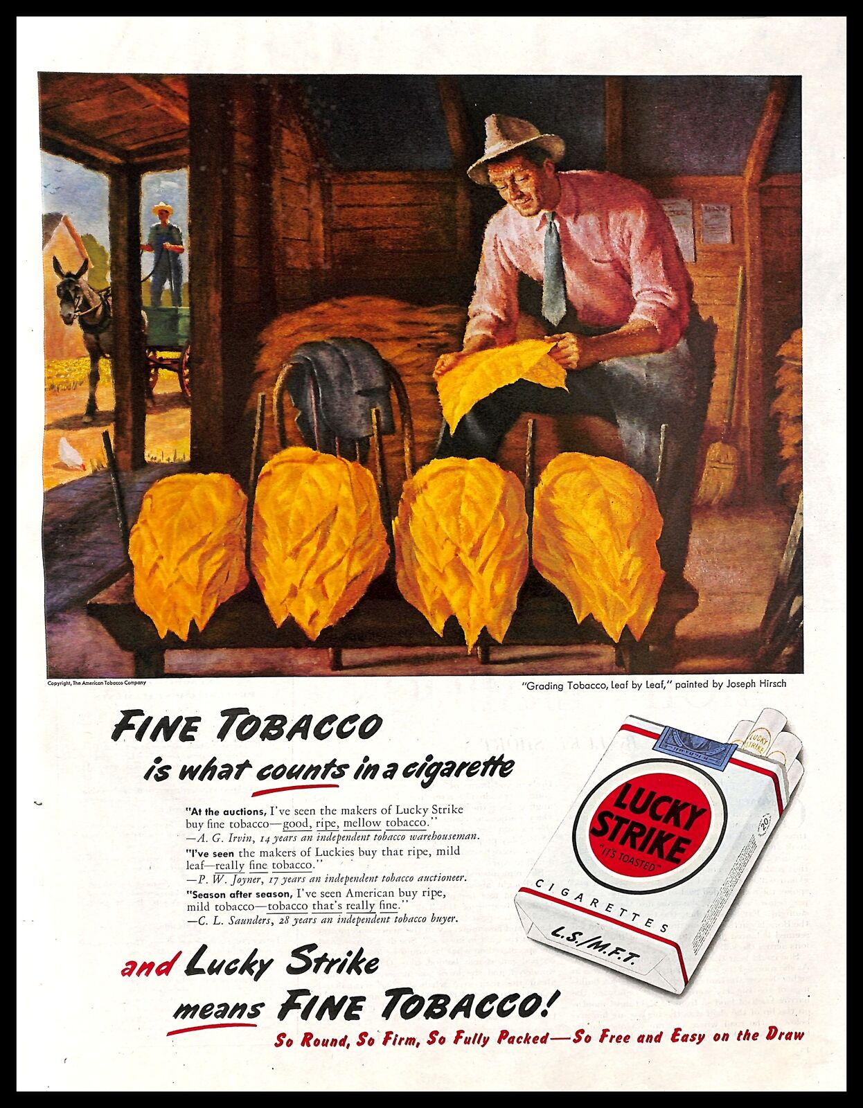 1947 Lucky Strike Cigarettes Vintage PRINT AD Tobacco Art Painting Joseph Hirsch