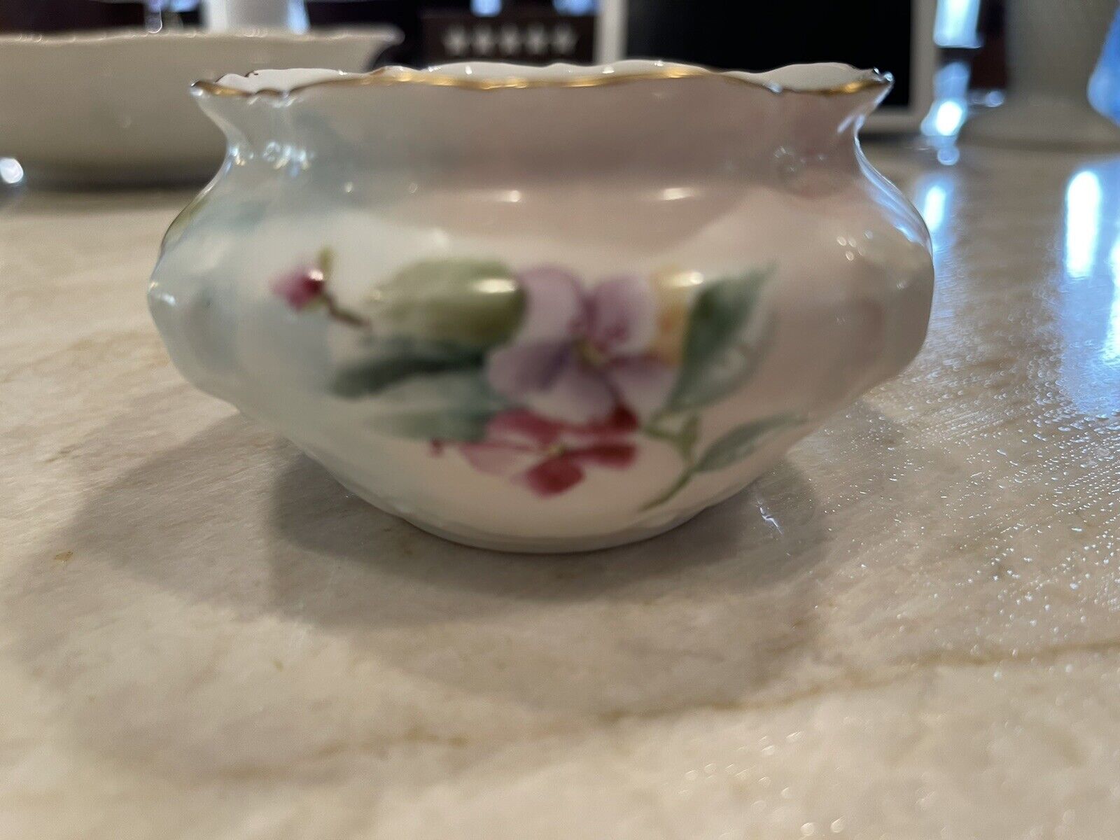 ANTIQUE VTG BRC MOLIERE GERMANY Multi Color FLOWERS Small Bowl Porcelain
